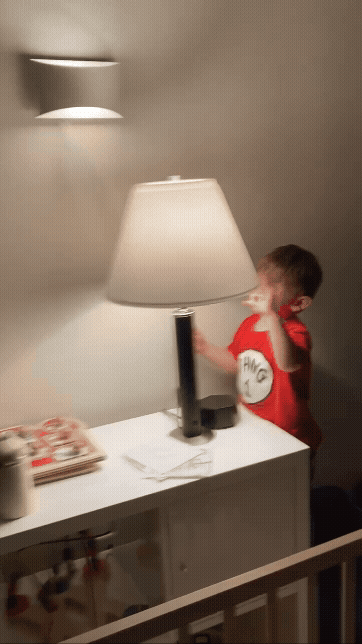 JES lamp in kid's bedroom — still standing